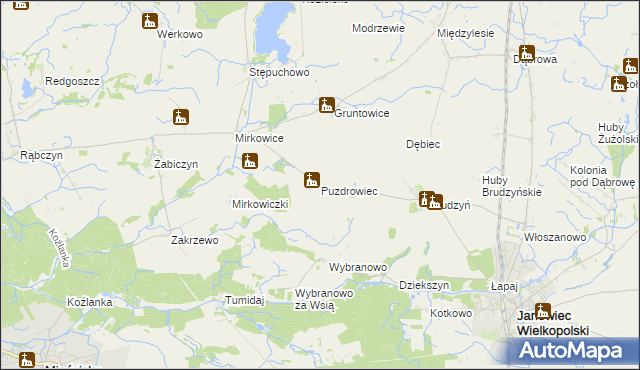 mapa Puzdrowiec, Puzdrowiec na mapie Targeo