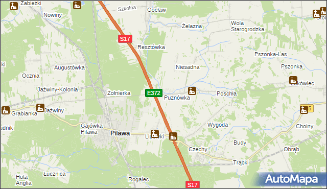 mapa Puznówka, Puznówka na mapie Targeo