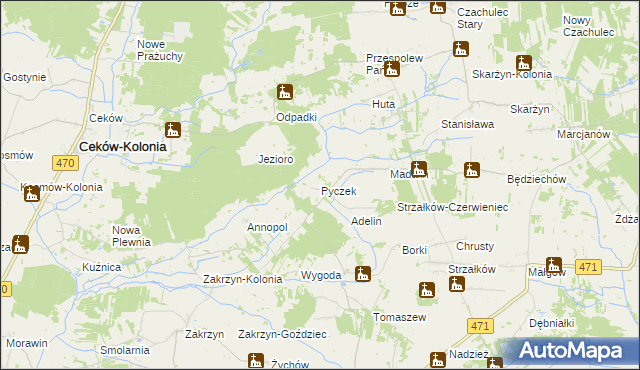 mapa Pyczek, Pyczek na mapie Targeo