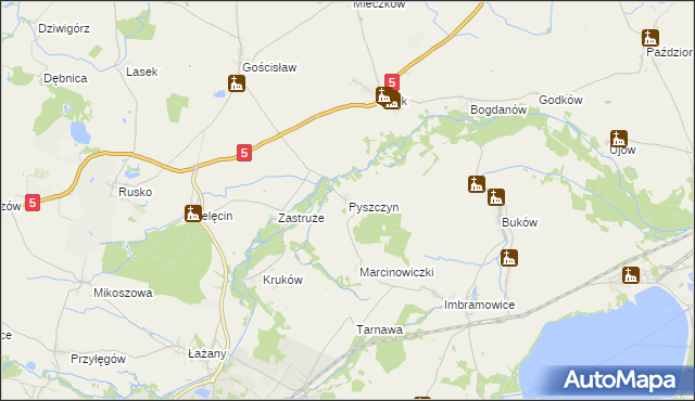 mapa Pyszczyn gmina Żarów, Pyszczyn gmina Żarów na mapie Targeo