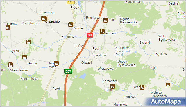 mapa Pyszków, Pyszków na mapie Targeo