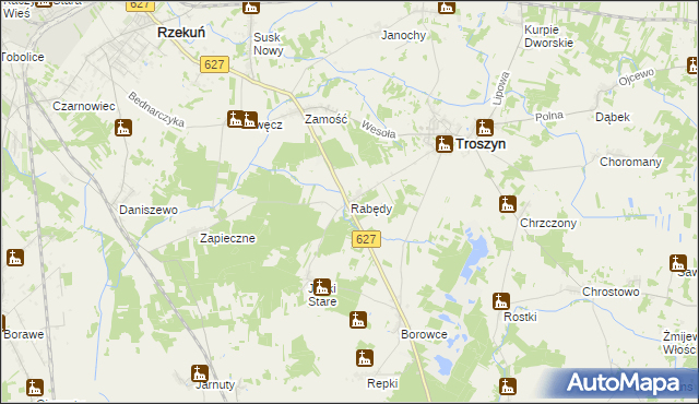 mapa Rabędy gmina Troszyn, Rabędy gmina Troszyn na mapie Targeo