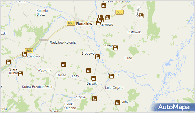 mapa Racibory gmina Radziłów, Racibory gmina Radziłów na mapie Targeo