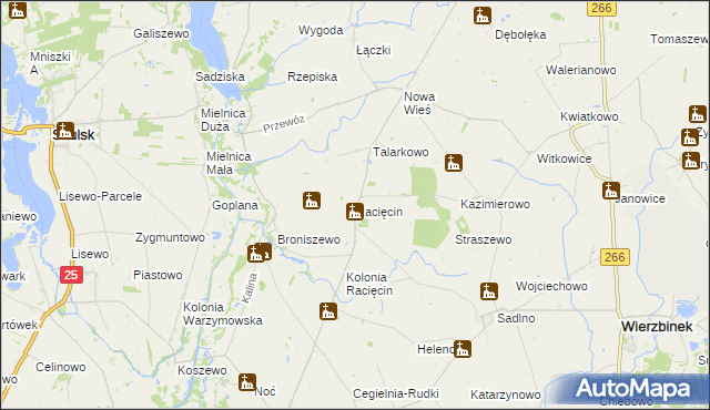 mapa Racięcin, Racięcin na mapie Targeo