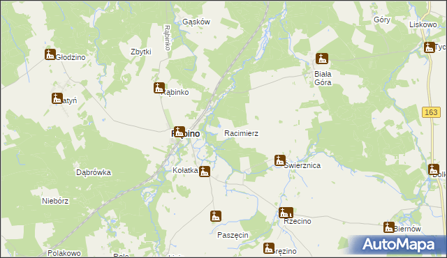 mapa Racimierz gmina Rąbino, Racimierz gmina Rąbino na mapie Targeo