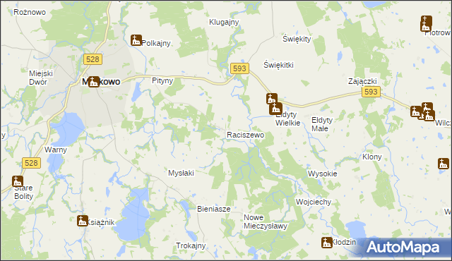 mapa Raciszewo, Raciszewo na mapie Targeo