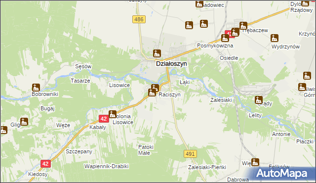 mapa Raciszyn, Raciszyn na mapie Targeo