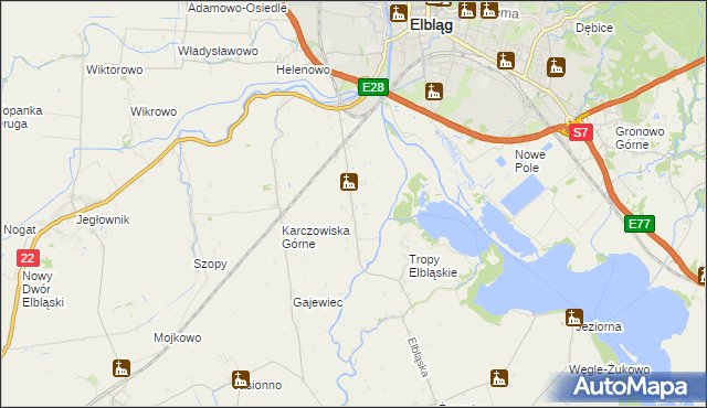 mapa Raczki Elbląskie, Raczki Elbląskie na mapie Targeo