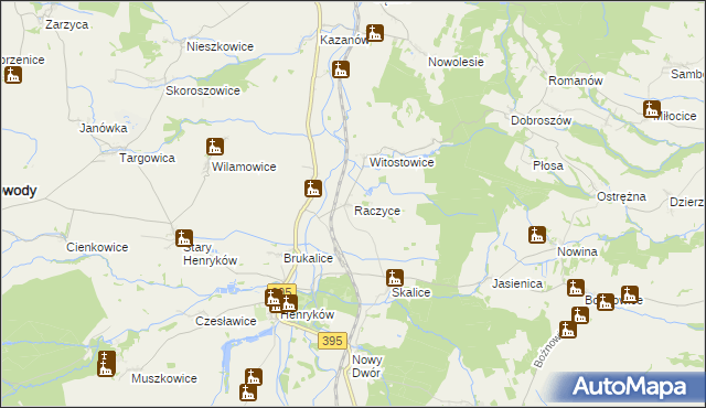 mapa Raczyce gmina Ziębice, Raczyce gmina Ziębice na mapie Targeo