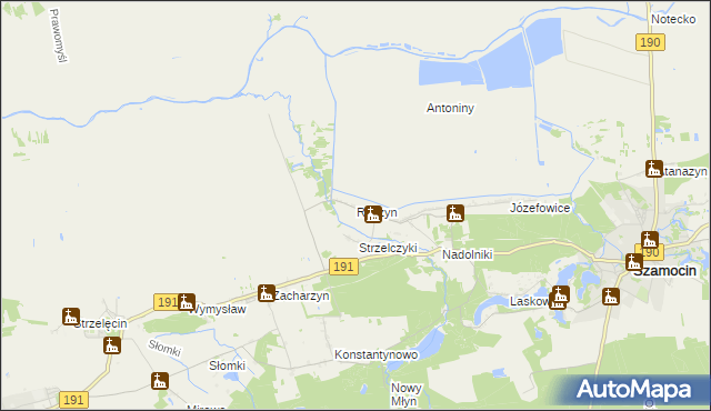 mapa Raczyn gmina Szamocin, Raczyn gmina Szamocin na mapie Targeo