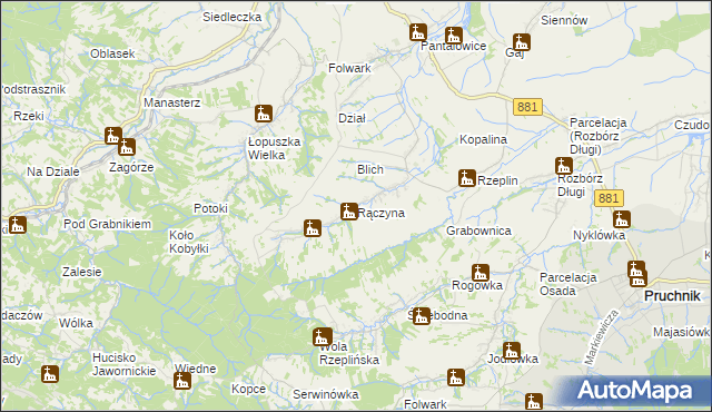 mapa Rączyna, Rączyna na mapie Targeo