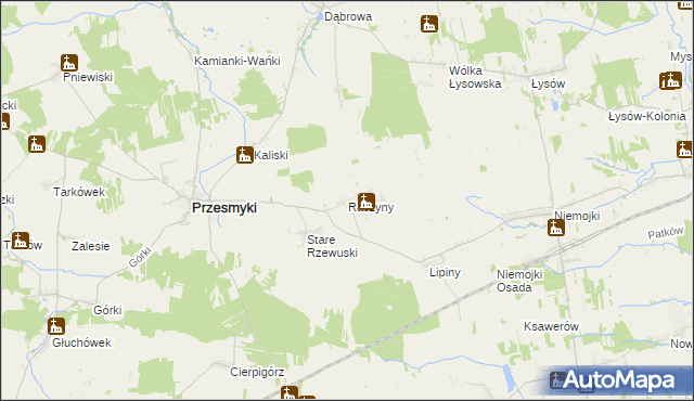 mapa Raczyny gmina Przesmyki, Raczyny gmina Przesmyki na mapie Targeo