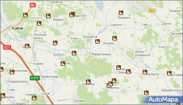 mapa Radachówka, Radachówka na mapie Targeo