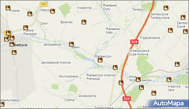 mapa Radawczyk gmina Niedrzwica Duża, Radawczyk gmina Niedrzwica Duża na mapie Targeo