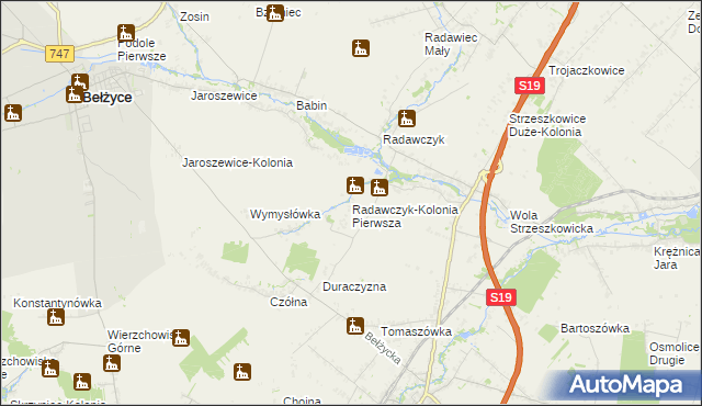 mapa Radawczyk-Kolonia Pierwsza, Radawczyk-Kolonia Pierwsza na mapie Targeo