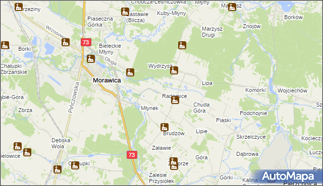 mapa Radomice gmina Morawica, Radomice gmina Morawica na mapie Targeo