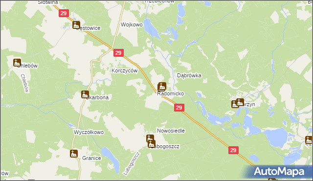 mapa Radomicko gmina Maszewo, Radomicko gmina Maszewo na mapie Targeo