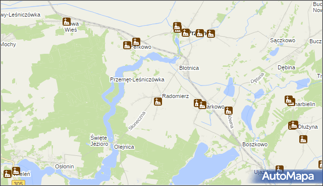 mapa Radomierz gmina Przemęt, Radomierz gmina Przemęt na mapie Targeo