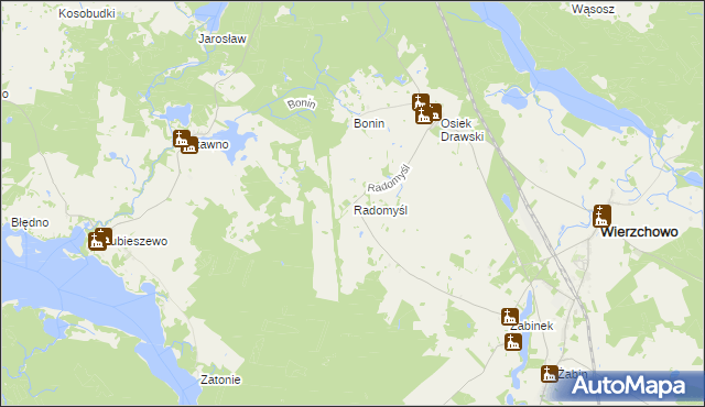 mapa Radomyśl gmina Wierzchowo, Radomyśl gmina Wierzchowo na mapie Targeo