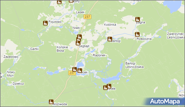 mapa Radonek, Radonek na mapie Targeo