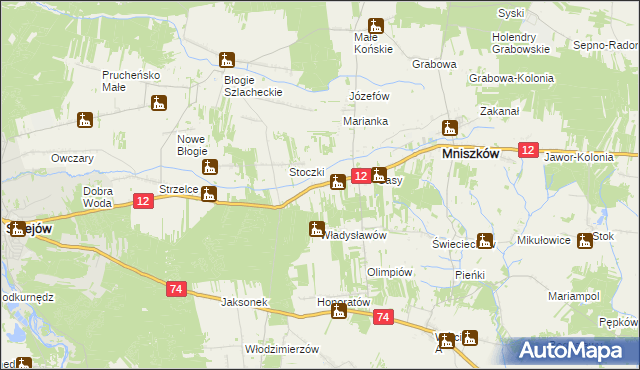 mapa Radonia gmina Mniszków, Radonia gmina Mniszków na mapie Targeo