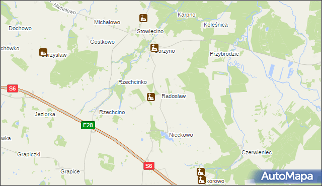 mapa Radosław gmina Potęgowo, Radosław gmina Potęgowo na mapie Targeo