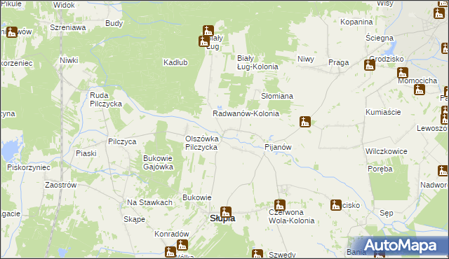 mapa Radwanów gmina Słupia Konecka, Radwanów gmina Słupia Konecka na mapie Targeo