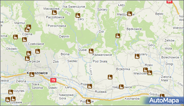 mapa Radwanowice, Radwanowice na mapie Targeo