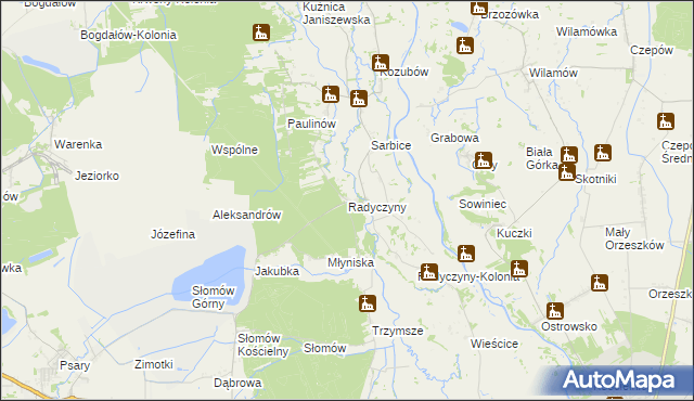 mapa Radyczyny, Radyczyny na mapie Targeo