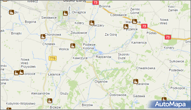 mapa Radzanów gmina Busko-Zdrój, Radzanów gmina Busko-Zdrój na mapie Targeo