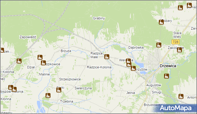 mapa Radzice Duże, Radzice Duże na mapie Targeo