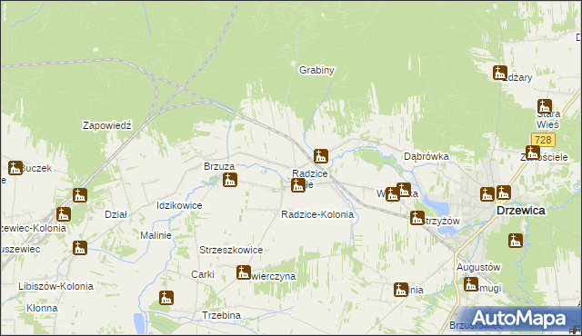 mapa Radzice Małe, Radzice Małe na mapie Targeo