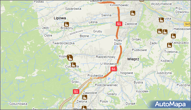 mapa Radziechowy, Radziechowy na mapie Targeo