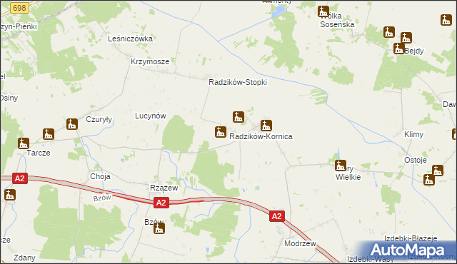 mapa Radzików-Kornica, Radzików-Kornica na mapie Targeo