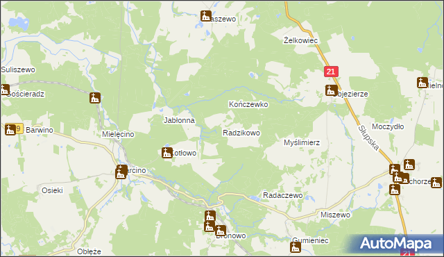 mapa Radzikowo, Radzikowo na mapie Targeo