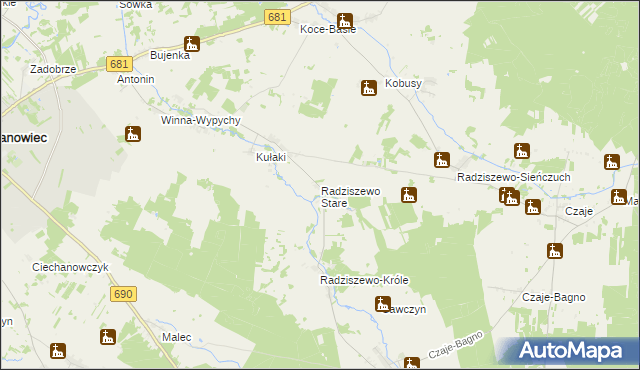 mapa Radziszewo Stare, Radziszewo Stare na mapie Targeo