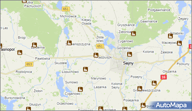 mapa Radziuszki, Radziuszki na mapie Targeo