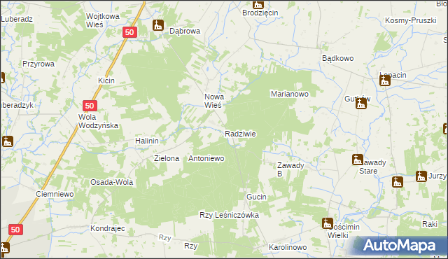 mapa Radziwie, Radziwie na mapie Targeo