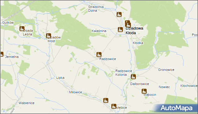 mapa Radzowice, Radzowice na mapie Targeo