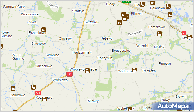 mapa Radzymin gmina Naruszewo, Radzymin gmina Naruszewo na mapie Targeo