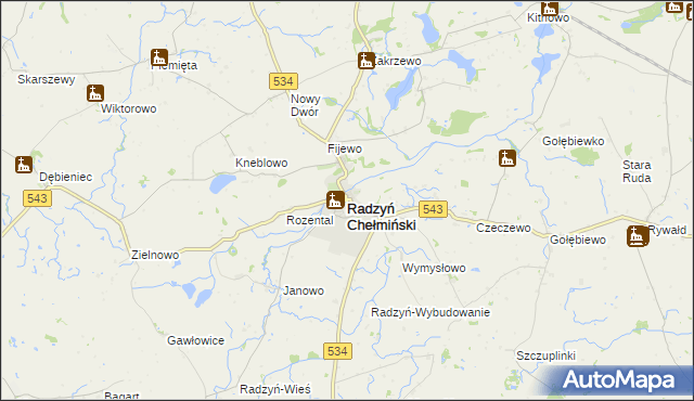 mapa Radzyń Chełmiński, Radzyń Chełmiński na mapie Targeo