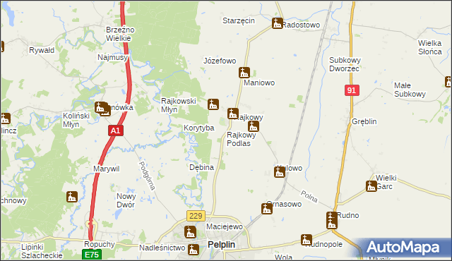 mapa Rajkowy Podlas, Rajkowy Podlas na mapie Targeo