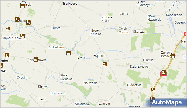 mapa Rąkcice, Rąkcice na mapie Targeo