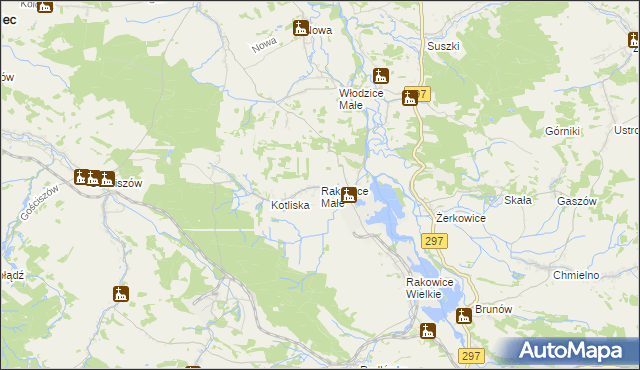mapa Rakowice Małe, Rakowice Małe na mapie Targeo