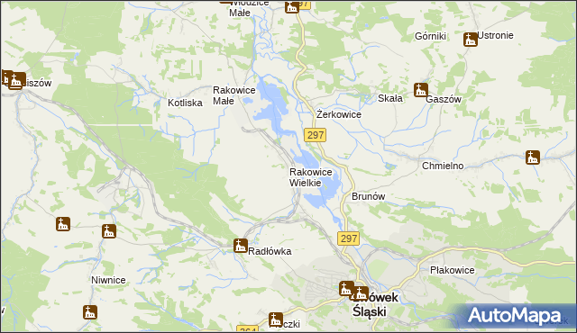 mapa Rakowice Wielkie, Rakowice Wielkie na mapie Targeo