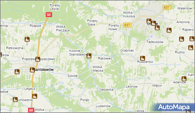 mapa Rakówiec, Rakówiec na mapie Targeo