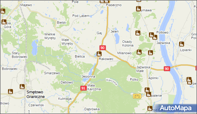 mapa Rakowiec gmina Gniew, Rakowiec gmina Gniew na mapie Targeo