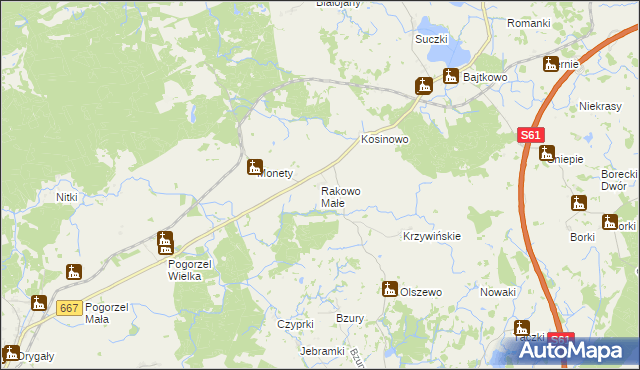 mapa Rakowo Małe, Rakowo Małe na mapie Targeo