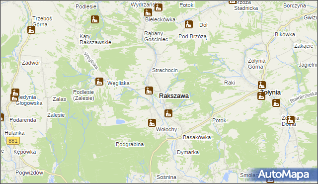 mapa Rakszawa powiat łańcucki, Rakszawa powiat łańcucki na mapie Targeo