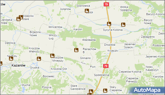 mapa Ranachów B, Ranachów B na mapie Targeo